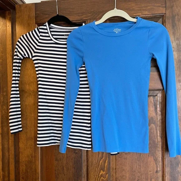 Crew Tops Jcrew Xxs Perfect Fit Longsleeve Tee Set Poshmark